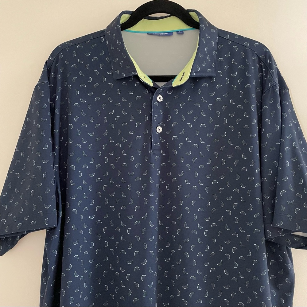 Devereux Navy-Blue Half-Circle Geo Print Golf Polo XL